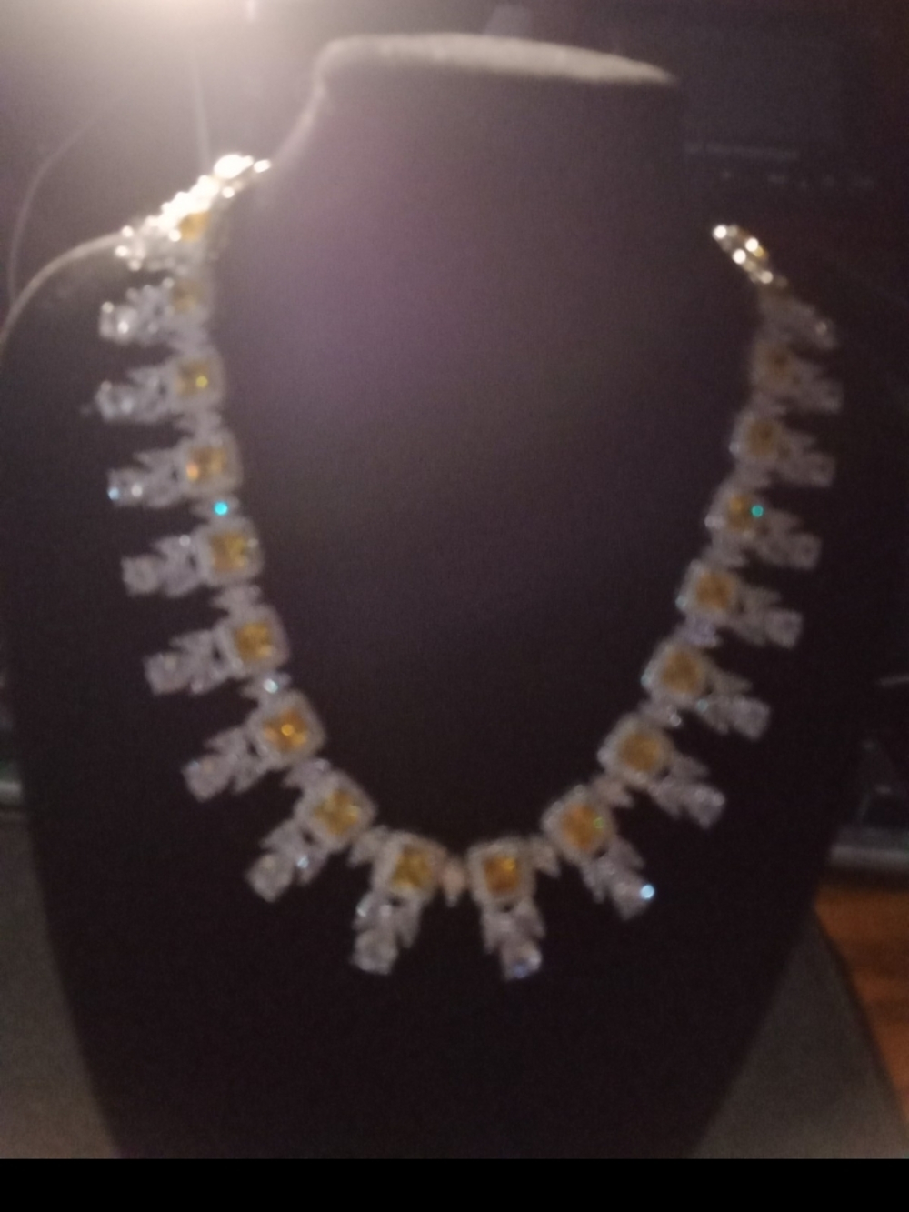 Diamond and Yellow Stone Statement Necklace - Women Jewelry